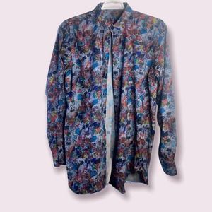 Visconti Black Men's Floral Button Down Tag Size XLT,Pre-Owned